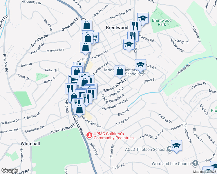 map of restaurants, bars, coffee shops, grocery stores, and more near 4000 Lawnview Avenue in Pittsburgh