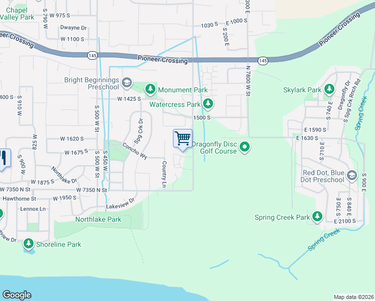map of restaurants, bars, coffee shops, grocery stores, and more near 7350-7618 South Center Street in Lehi