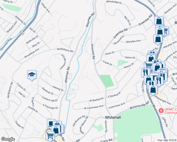 map of restaurants, bars, coffee shops, grocery stores, and more near 3325 Reiland Street in Pittsburgh