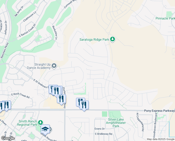 map of restaurants, bars, coffee shops, grocery stores, and more near 1838 Eaglewood Drive in Saratoga Springs
