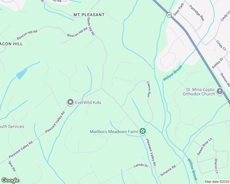 map of restaurants, bars, coffee shops, grocery stores, and more near 206 Doe Trail in Marlboro