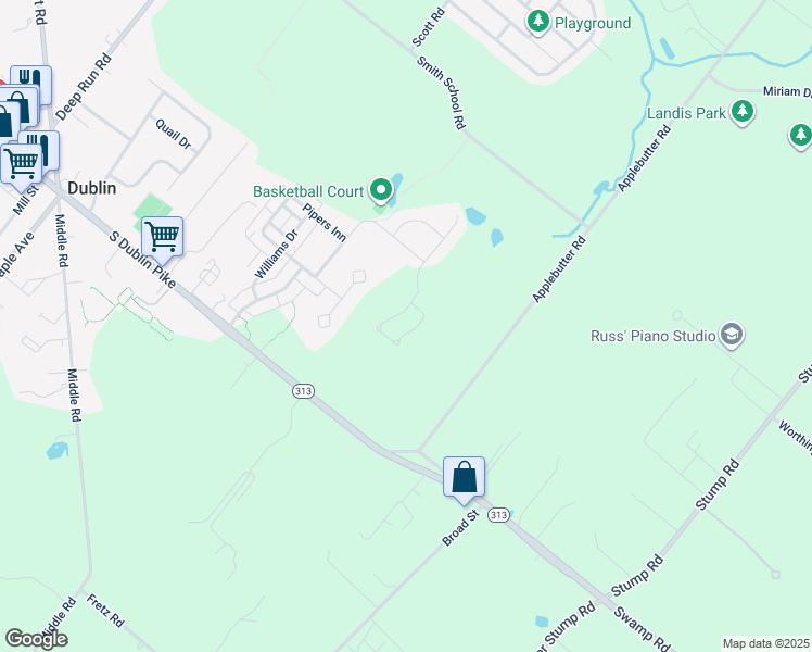 map of restaurants, bars, coffee shops, grocery stores, and more near 307 West Armstrong Drive in Fountainville