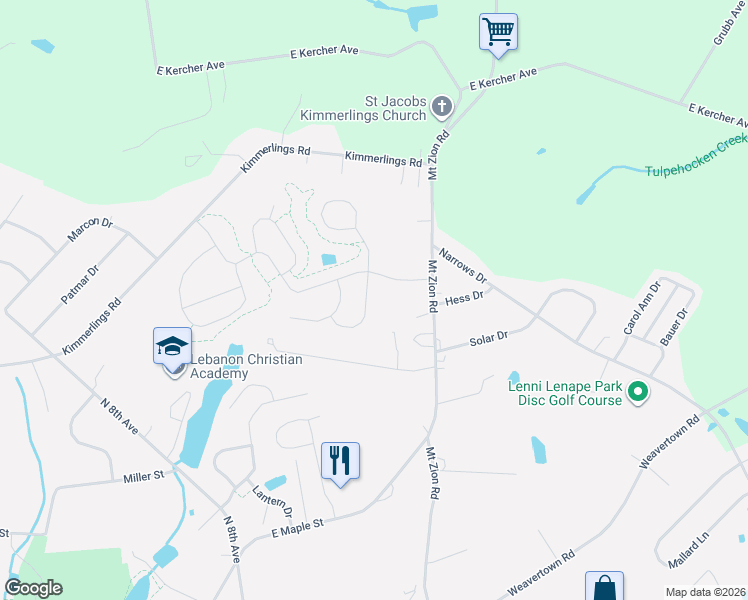 map of restaurants, bars, coffee shops, grocery stores, and more near 908 Sweetbay Lane in Lebanon