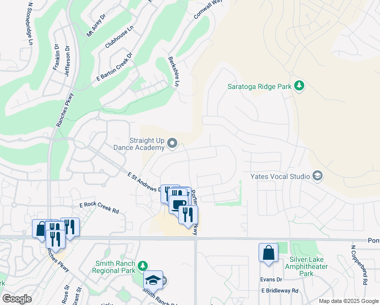 map of restaurants, bars, coffee shops, grocery stores, and more near 4175 East Sun Crest Drive in Eagle Mountain