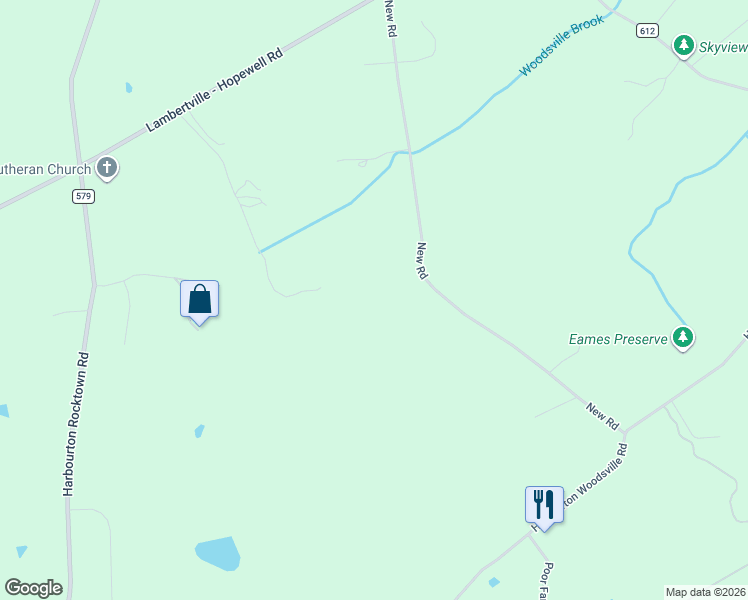 map of restaurants, bars, coffee shops, grocery stores, and more near 45 New Rd in Lambertville