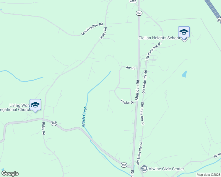 map of restaurants, bars, coffee shops, grocery stores, and more near 553 Poplar Drive in Greensburg