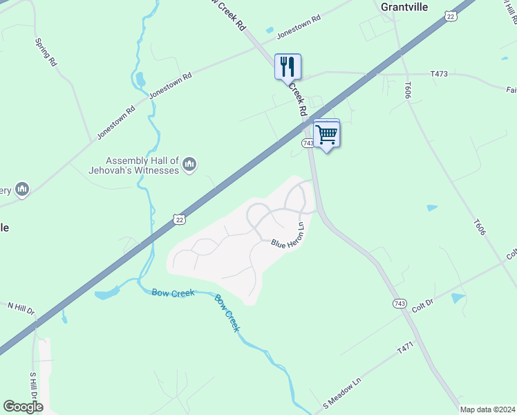 map of restaurants, bars, coffee shops, grocery stores, and more near 1805 Stoneford Lane in Palmyra