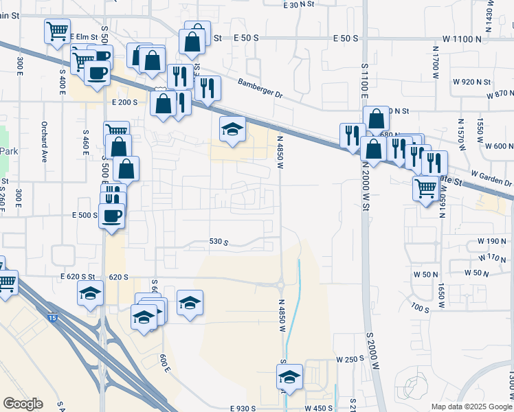 map of restaurants, bars, coffee shops, grocery stores, and more near 453 South 830 East in American Fork