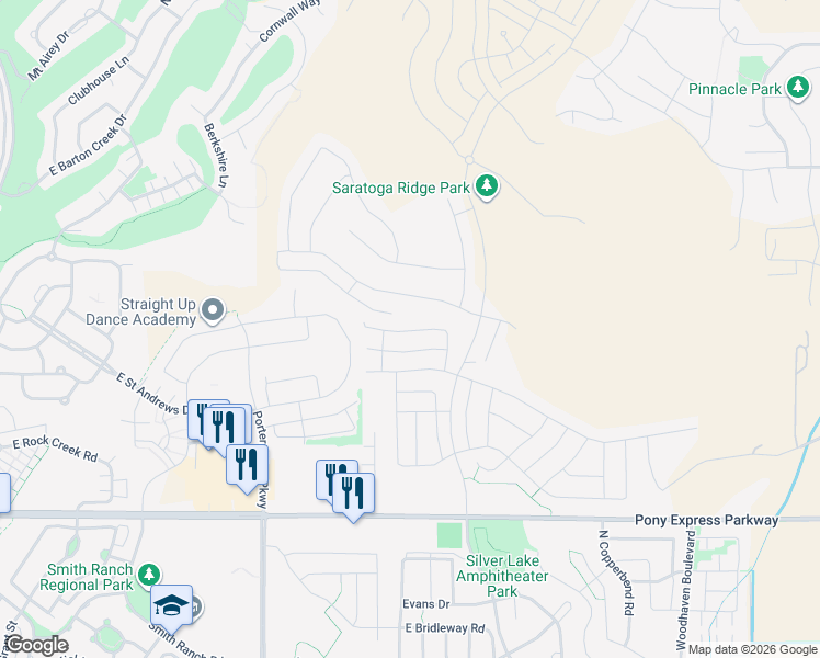 map of restaurants, bars, coffee shops, grocery stores, and more near 1773 Eaglewood Drive in Saratoga Springs