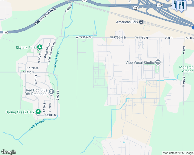 map of restaurants, bars, coffee shops, grocery stores, and more near 1141 West 480 South in American Fork