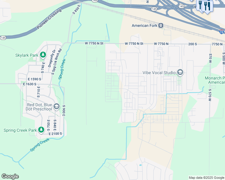 map of restaurants, bars, coffee shops, grocery stores, and more near 1139 West 480 South in American Fork
