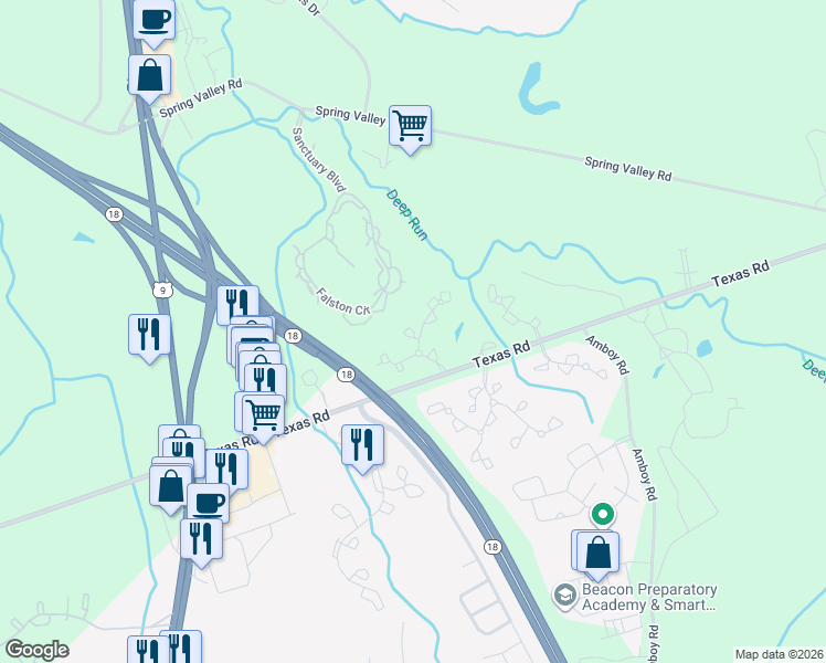 map of restaurants, bars, coffee shops, grocery stores, and more near Harvard Place in Marlboro