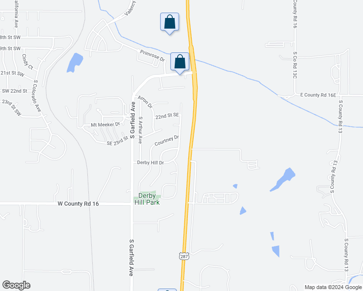 map of restaurants, bars, coffee shops, grocery stores, and more near 2408 Derby Hill Drive in Loveland