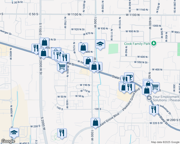 map of restaurants, bars, coffee shops, grocery stores, and more near in Lehi