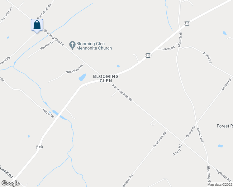 map of restaurants, bars, coffee shops, grocery stores, and more near 820 Blooming Glen Road in Perkasie
