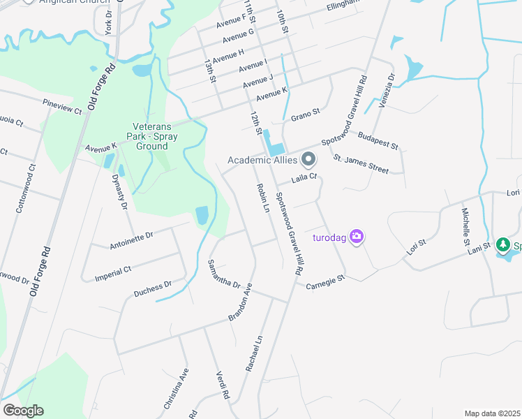 map of restaurants, bars, coffee shops, grocery stores, and more near 12 Robin Lane in Monroe Township