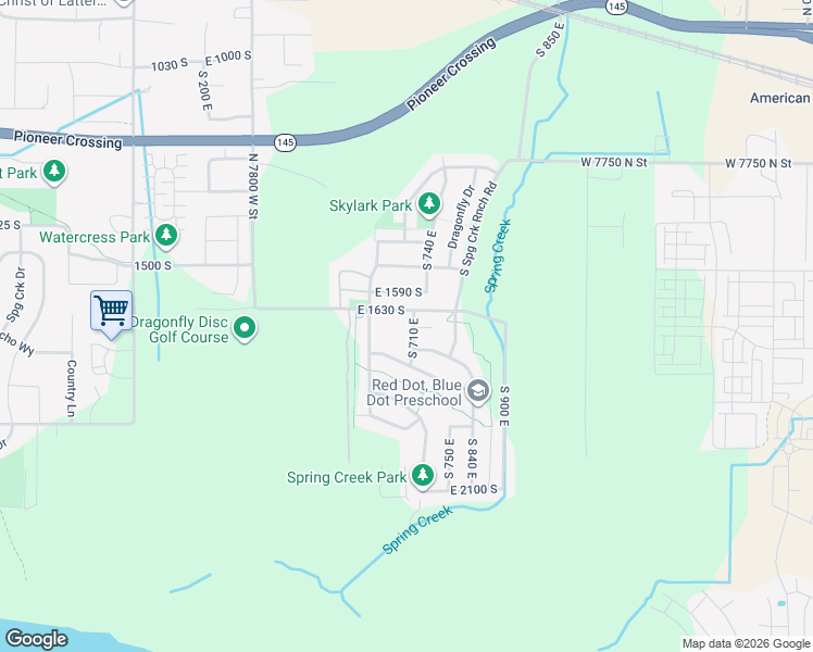 map of restaurants, bars, coffee shops, grocery stores, and more near 1672 South 710 East in Lehi