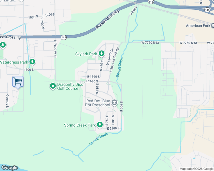 map of restaurants, bars, coffee shops, grocery stores, and more near 754 East 1675 South in Lehi