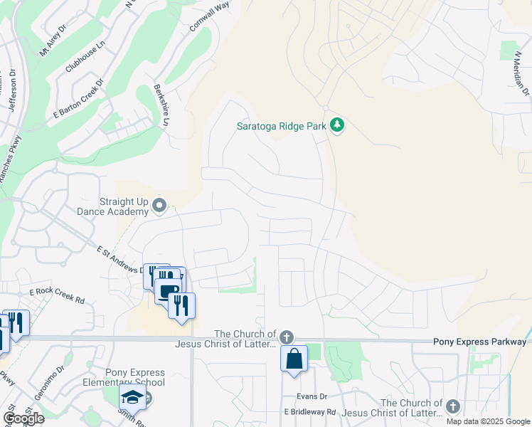 map of restaurants, bars, coffee shops, grocery stores, and more near 1838 Eaglewood Drive in Saratoga Springs