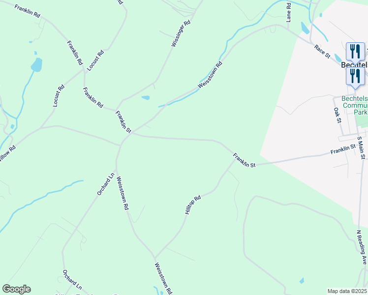 map of restaurants, bars, coffee shops, grocery stores, and more near Franklin Road in Bechtelsville