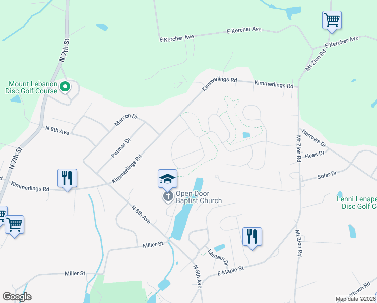 map of restaurants, bars, coffee shops, grocery stores, and more near 609 Lilliana Drive in Lebanon County