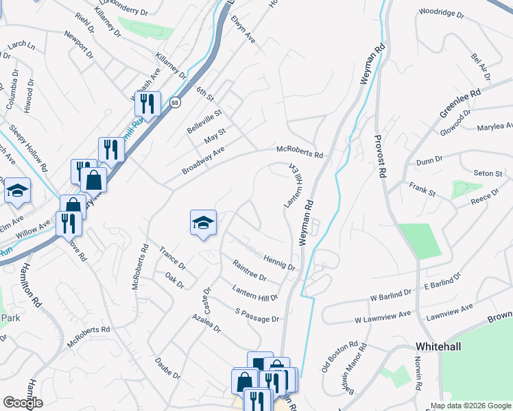 map of restaurants, bars, coffee shops, grocery stores, and more near 224 Paddock Lane in Pittsburgh
