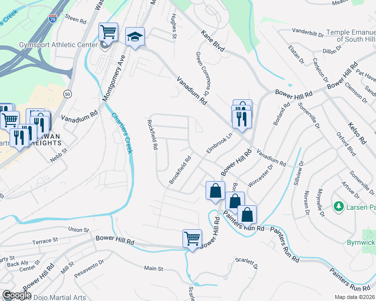 map of restaurants, bars, coffee shops, grocery stores, and more near 336 Rockhill Road in Pittsburgh