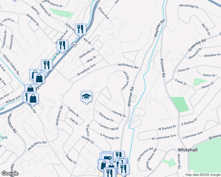 map of restaurants, bars, coffee shops, grocery stores, and more near 224 Paddock Lane in Pittsburgh