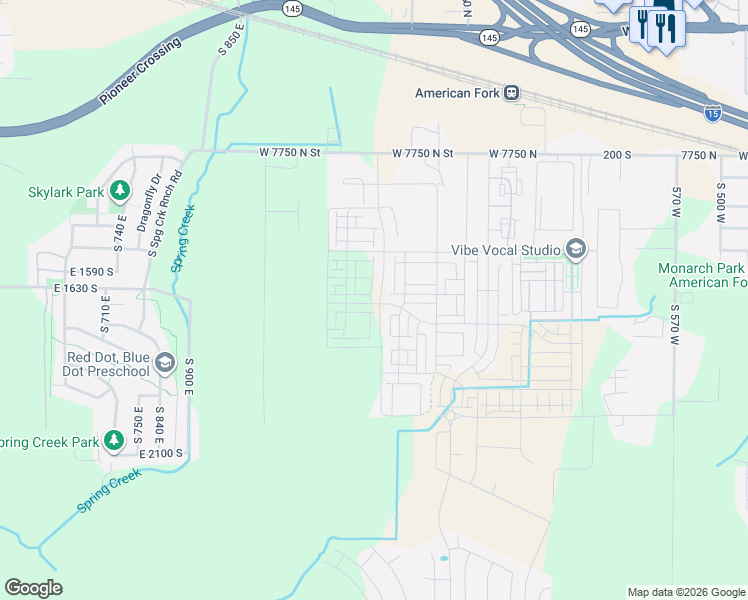 map of restaurants, bars, coffee shops, grocery stores, and more near 449 South 1110 West in American Fork