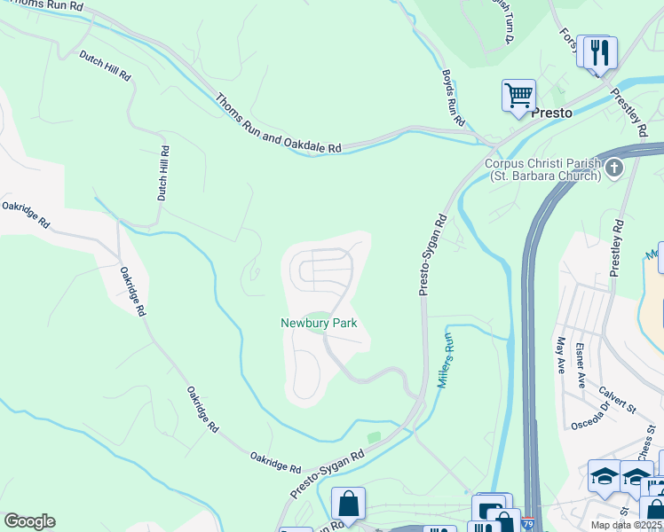 map of restaurants, bars, coffee shops, grocery stores, and more near 1308 Village Lane in Oakdale