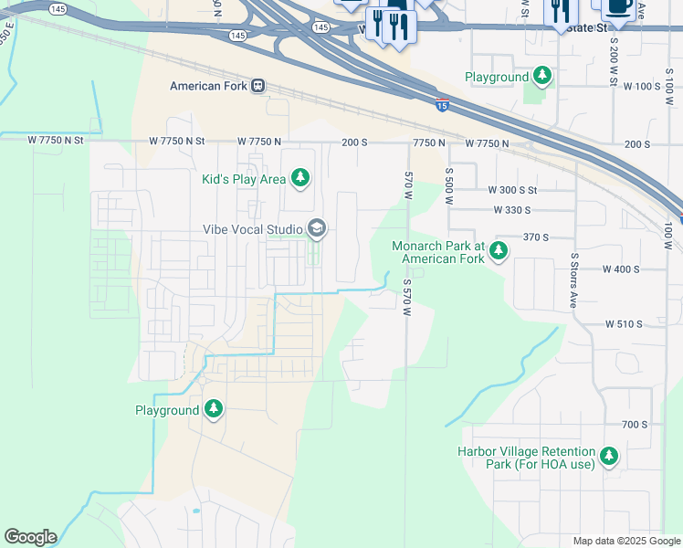 map of restaurants, bars, coffee shops, grocery stores, and more near 455 South 680 West in American Fork