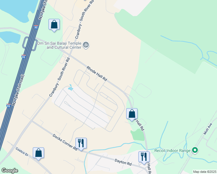 map of restaurants, bars, coffee shops, grocery stores, and more near 7 Longwood Drive in Monroe Township