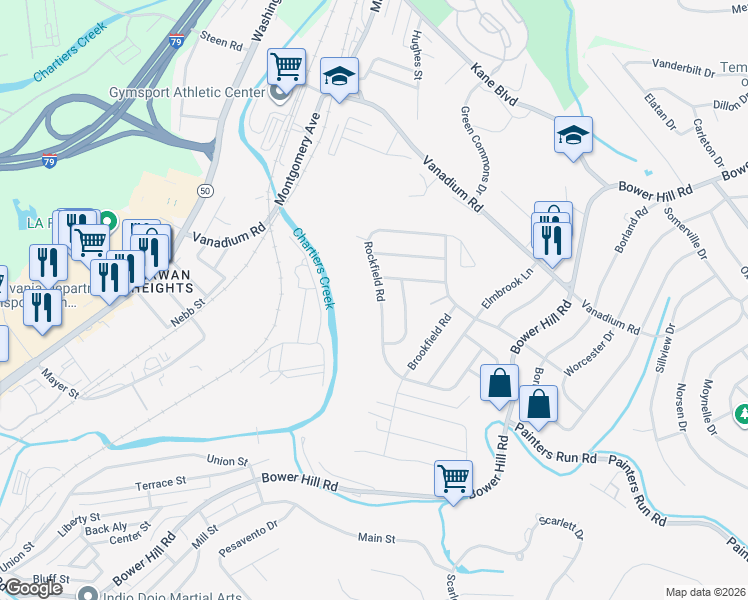 map of restaurants, bars, coffee shops, grocery stores, and more near 332 Rockfield Rd in Pittsburgh