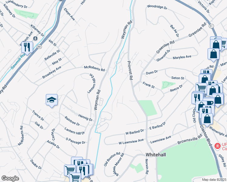 map of restaurants, bars, coffee shops, grocery stores, and more near 3320 Margaret Street in Pittsburgh