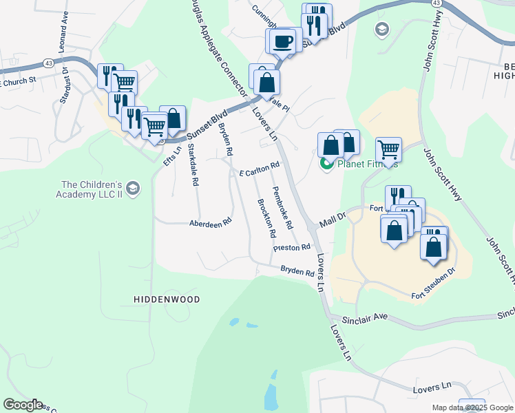 map of restaurants, bars, coffee shops, grocery stores, and more near 133 Brockton Road in Steubenville