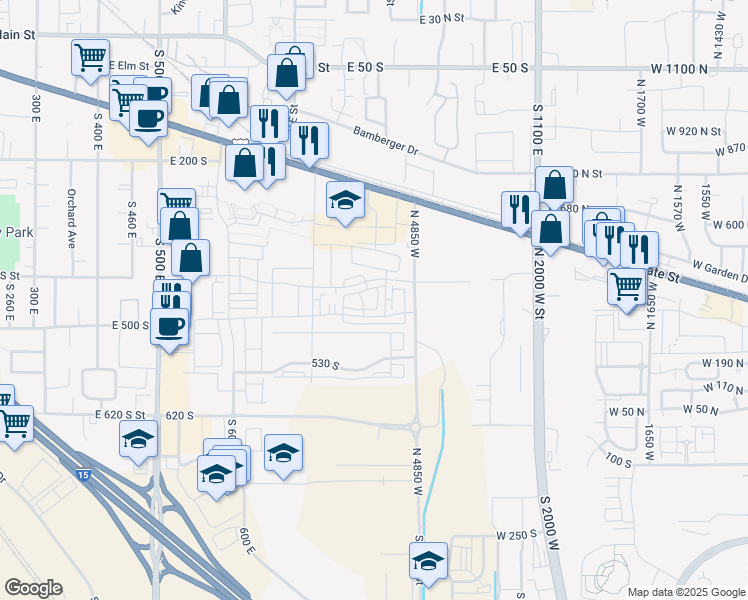 map of restaurants, bars, coffee shops, grocery stores, and more near 453 South 830 East in American Fork