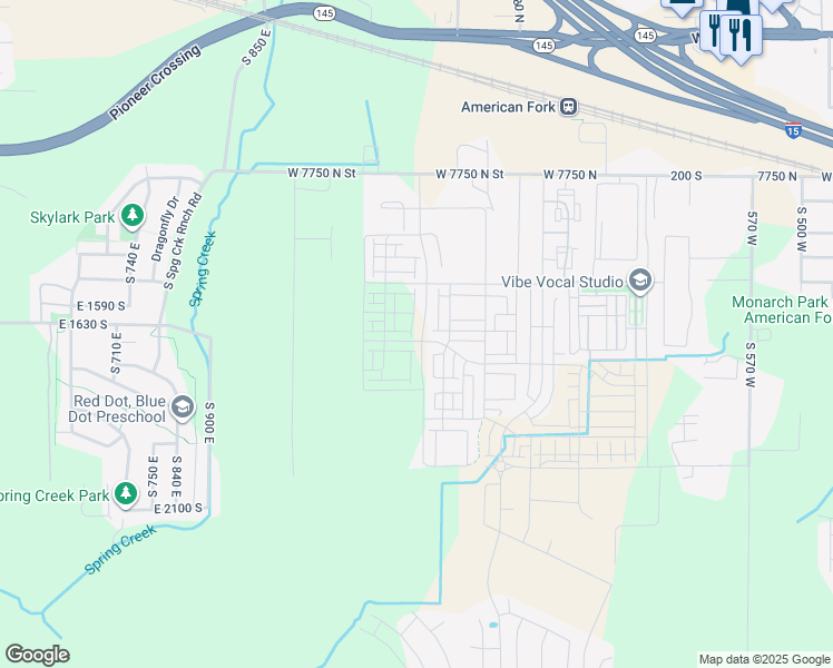 map of restaurants, bars, coffee shops, grocery stores, and more near Unnamed Road in American Fork