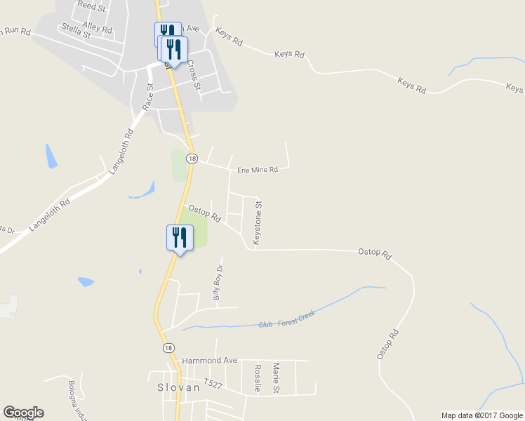 map of restaurants, bars, coffee shops, grocery stores, and more near 26 Keystone Street in Burgettstown