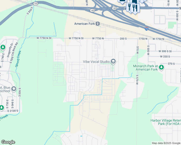 map of restaurants, bars, coffee shops, grocery stores, and more near 424 South 900 West in American Fork