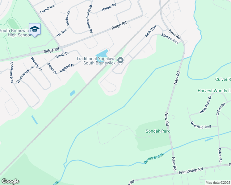 map of restaurants, bars, coffee shops, grocery stores, and more near 17 Bernadette Circle in South Brunswick Township