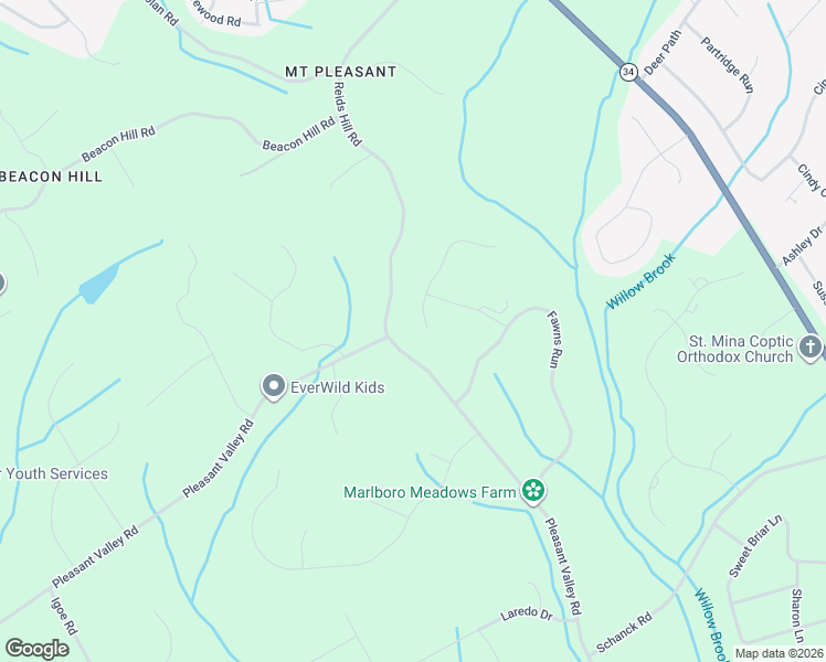 map of restaurants, bars, coffee shops, grocery stores, and more near 206 Doe Trail in Marlboro