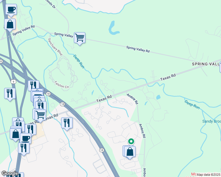 map of restaurants, bars, coffee shops, grocery stores, and more near 28 Vassar Place in Marlboro Township