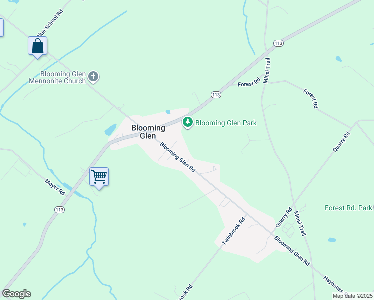 map of restaurants, bars, coffee shops, grocery stores, and more near 833 Blooming Glen Road in Perkasie