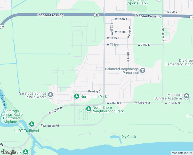 map of restaurants, bars, coffee shops, grocery stores, and more near 7534 North 9550 West in Lehi