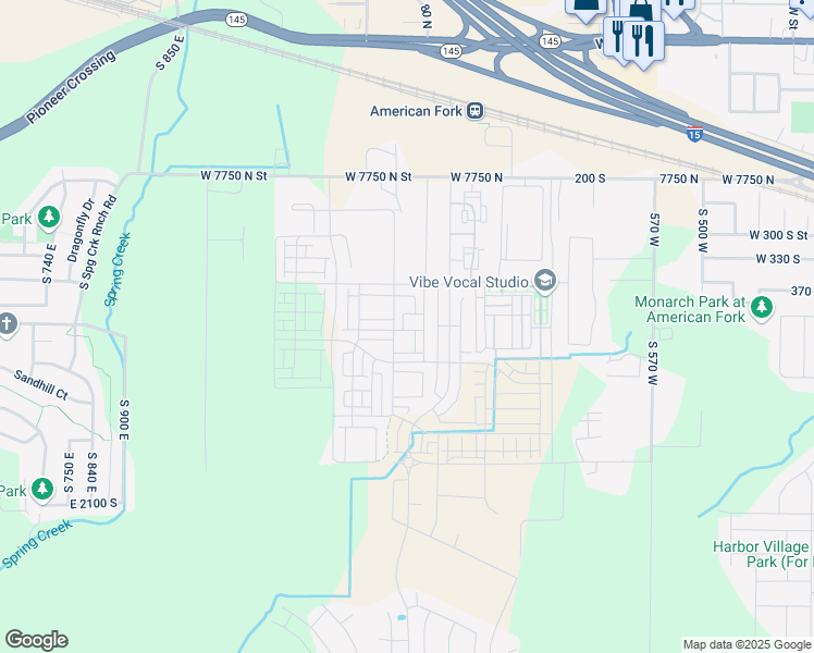 map of restaurants, bars, coffee shops, grocery stores, and more near 413 South 980 West in American Fork