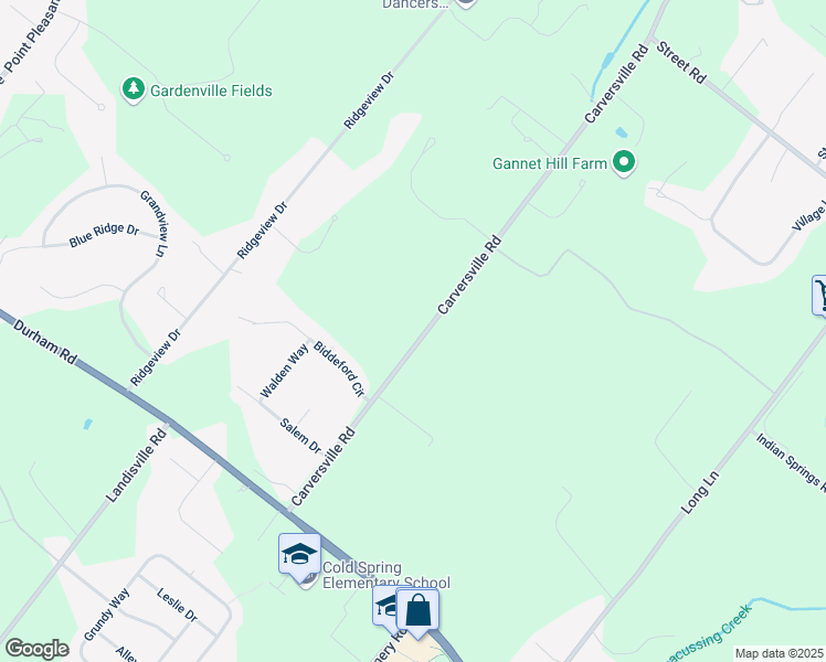 map of restaurants, bars, coffee shops, grocery stores, and more near 5474 Carversville Road in Doylestown