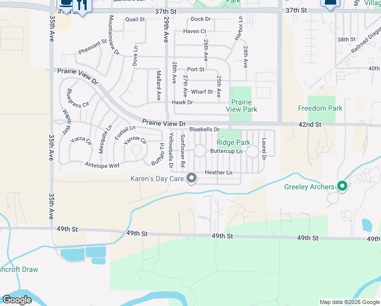 map of restaurants, bars, coffee shops, grocery stores, and more near 4312 Rockcress Road in Evans