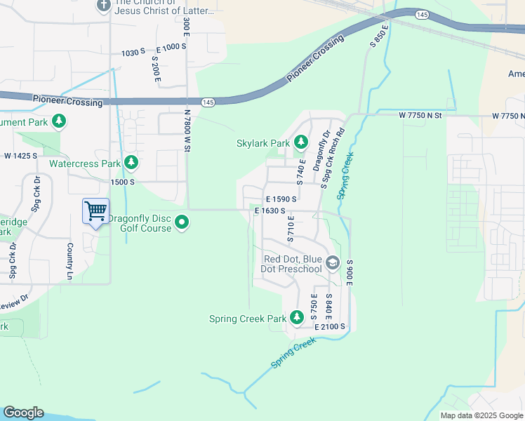map of restaurants, bars, coffee shops, grocery stores, and more near 7532 East 1630 South in Lehi