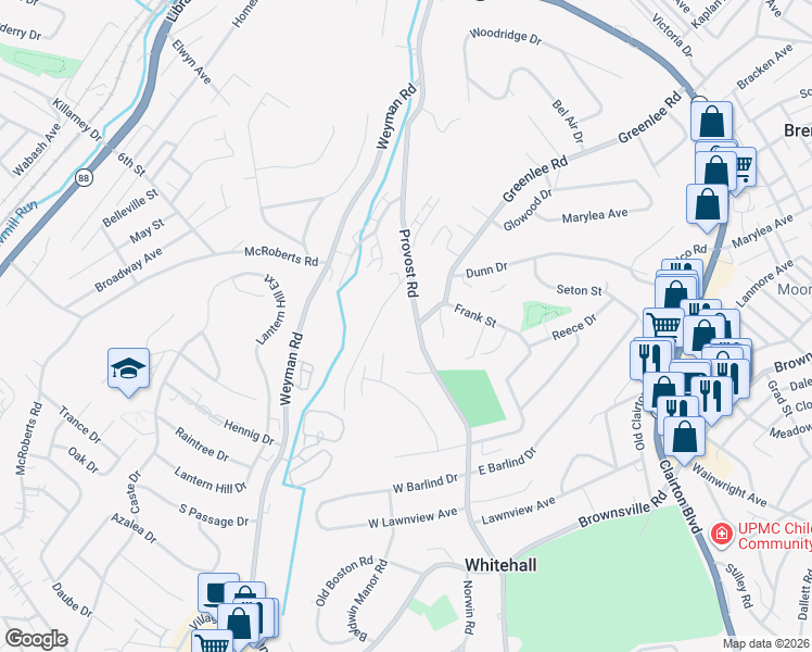map of restaurants, bars, coffee shops, grocery stores, and more near 3325 Reiland Street in Pittsburgh