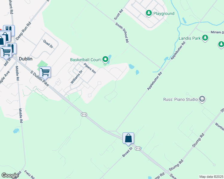 map of restaurants, bars, coffee shops, grocery stores, and more near 342 West Armstrong Drive in Fountainville
